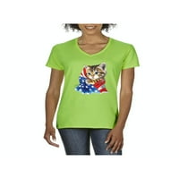 Normalno je dosadno - Ženska majica s kratkim rukavima V-izrez, do žena Veličina 3XL - Američka zastava