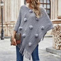 Vrhovi za žene srednje duljine Fringe Shawl modni pleteni jesen i zimski džemper