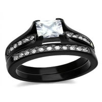 Njegov i njen crni nehrđajući čelik i titanijum vjenčani prsten za venčanje veze veličine ženskih muškaraca