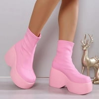 Ženske čizme Muffin Sole High Heel Platform Mid Dužina klina na otvorenom šetnje cipele ružičaste veličine