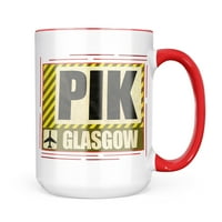 Neonblond AirportCode PIK Glasgow krila poklon za ljubitelje čaja za kavu