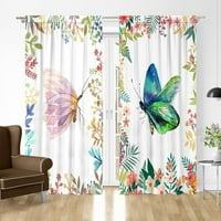 Avamo Curtains Pocket Džepne zavjese Filtriranje leptira Ispis Tretmani zavjesa prozora Luksuzni dekor