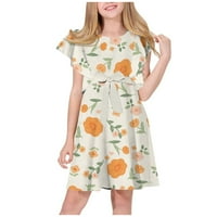 Prodavač FOPP-a Ljetni trend Ležerni digitalni tiskani haljina Dječje vezanje princeze haljina narančasta