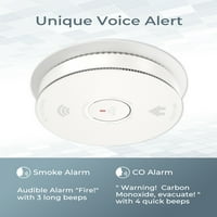 Alarm za detektor Siterwell Smoke & Co Combo sa govornikom, dvostrukim senzorom Alarm vatre i ugljičnog monoksida, Automatsko provjera, kombinirani alarm za uredsku kuhinju, 10-godišnja, ul & ul 2034, GS886, paket