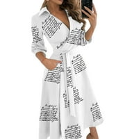 Modni ženski ljetni casual dugačak haljina traka struka Frak Bodycon Print V-izrez Tanka ženska haljina
