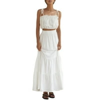 Ženska solidna boja natkrivena temperamentna cijev vrhunske suspenzije povremene suknje White l