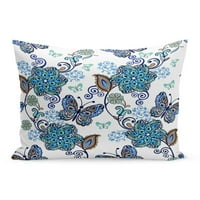 Šarene fantastične fantastične cvjetne leptire Vintage Cvijeće u plavom jastučni jastučni poklopac jastuka