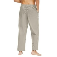 Muškarci Čvrsti povremeni elastični pojas Pocket pamučne platnene ploče pantalone hlače