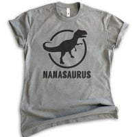 Nanasaurus majica, unise Ženska majica, Nana majica, porodična majica dinosaur, tamno Heather Grey,