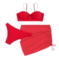 Yilvust ženski kupaći kupaći kostim trokut bikini kupaći kostim set sa suknjama