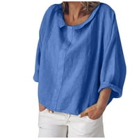 GDFUN THISHIrts majice za žene Žene Ljeto Ležerne prilike Solid COLLSLEEEVE Održite bluzu ovratnika