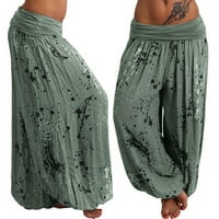 Teretne hlače Žene dame tiskane širine širine labave noge ženski casual zeleni xxxxl