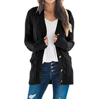 Ženski pleteni kardigani labavi labavi preveliki omotač Chunky džep džempeni kaput