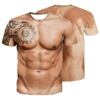 Smiješne majice za muškarce 3D mišićni muškarac Print modni fitness okrugli vrat kratki rukav majica