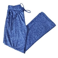 Ženski povremeni džep pamučni posteljina elastična struka široke veličine pantalone za noge tietoc