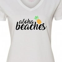 Inktastični havajski ananas Aloha Plaže Ženska majica V-izrez