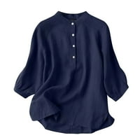 Xinqinghao ženski gumb za gumbu u boji plus veličina plutane casual top vrhovi dugih rukava v izrez bluza na xl