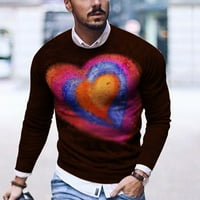 Muška 3D novost Grafika Print majice Srce Smešno uzorak Crewneck Dugi rukav Jesen Unizno Dnevne bluze