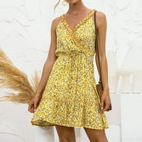 Ženski ljetni dekserski srušeni rufšeni cvjetni haljini mini haljina, molimo kupiti jednu ili dvije