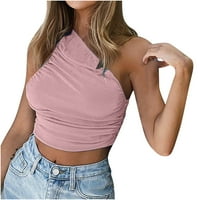Ženska modna čvrsta povremena tanka fit jedno rame Slim Fit prsluk trendi Fall odjeća košulja bluza