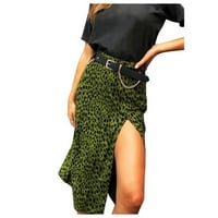 Ženska Leopard Print Suknja Elastična visoka struka Split Summer Beach Sexy Midi suknja