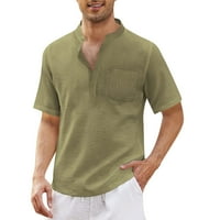 Muška majica Dizajnerska proljetna ljeto Muška povremena pamučna posteljina pune boje dugih rukava majica