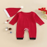 Bagilaanoe Newborn Baby Girl Božićni kombinezon prugasti patchwork podloge bez podloga + hat novorođenčad