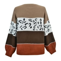 Ženska blok boja pruge o-vrat džemper s dugim rukavima Pleteni pulover TOP dame pada zimske modne duksere