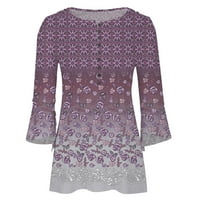 Floleo Trendi ženske vrhove plus size Majice Labavi bluza Izlet moda Ljetna V-izrez rukava za ispis