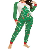 Božićna porodica Pajamas Podudarni set Božićno drvce Ispis dugih rukava i hlače Looungewear Meka odjeća