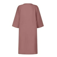 Ljetne haljine za žene zamotavanje haljine za svestrani stil žensko ljeto retro pune boje pamučna posteljina