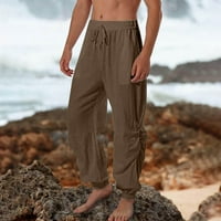 Muške casual pantalone muške ležerne čvrste bočne oblikovanje labave hlače džep za crtanje spajanje