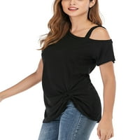 Ženska bluza za zaustavljanje kruna hladno ramena na vrhu ljetne majice kratkih rukava (dostupna su