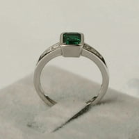 Sterling srebrni prirodni certificirani 5.25ct smaragdni prsten za pasijans za njene US8