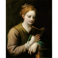 Correggio crni moderni uokvireni muzej umjetnički ispis pod nazivom - Čitanje Svetog Katarine