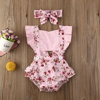 Novorođena dječja djevojka odjeća polka dot Print cvjetni muha rukav rukav ružičastim prekidačima ružičaste