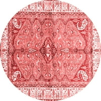 Ahgly Stroj firme prati u zatvorenom okrugli geometrijski crveni tradicionalni prostirci, 6 'okrugli