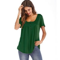Košulje za žene Trendy Summer Short rukava Ležerne prilike Lable Tunic TEE Plus Veličina Žene Green