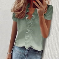 Žene Ljetni rucffle V izrez Tors T majice Kratki rukav modni boho bluze casual basy osnovni tunički