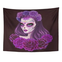 Djevojka Lijepa šećerna lobanja Žena Dnevna vudu Gypsy Roses Horror Wall Art Viseća tapiserija Kućni
