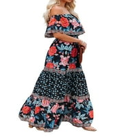 Leuncero dame duga haljina cvjetna tiskana ljetna plaža sa rukom sa rame Maxi haljine žene havajski