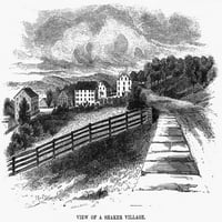 Shaker Village, 1875. NVIEW THEAKERO GLAVE. Graviranje drveta, 1875. Poster Print by