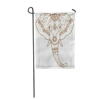 Henna Brown i bijela glava slona u Mehndi Garden Zastavi Dekorativna zastava Kuća baner