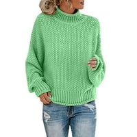 Xinqinghao Ženske džemper sa čvrstim bojama vrhovi prevelizirani kornjač dugih rukava pleteni džemper