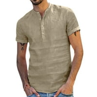Muška majica od pune boje, Henley Basic Ljeto Čvrsto ovratnik casual štand, majica kratkih rukava za