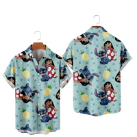 Bangyanf Ljetna crtana majica, Lilo i Stitch 3D tiskana košulja, kratki rukav sa rever, veliki, za plažu