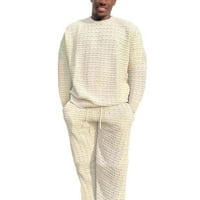 Muška modna velika pletena džemper s dugim rukavima sportski casual odijelo