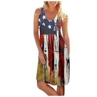 Gacuw Patriotske haljine Američka zastava odjeća casual v izrez labav prsluk bez rukava Dnevne haljine