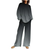 Shomport Ženska dva pidžama postavila je duks dugih rukava sa širokim nogama dugih pantalona pada labavih