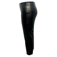 GLONME Žene Slim originalne kožne pantalone Dame Stretch olovke hlače crni c m